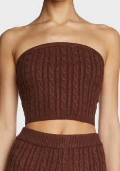 Pretty Garbage Brown Cable Knit Tube Top