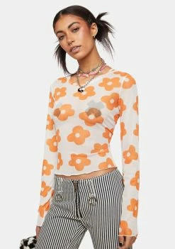 Pretty Garbage Tops Ditsy Floral Mesh Top