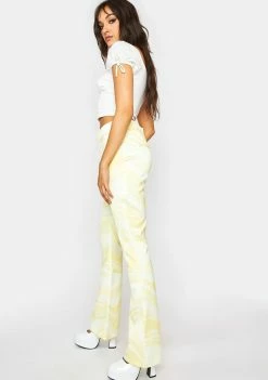 Another Girl Bottoms Lemon Psychedelic Flare Pants