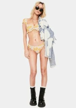 Power 2 The Flower Daisy Lottie Peasant Bikini Top Swim