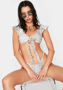 Power 2 The Flower Leopard Raquel Bikini Top Swim