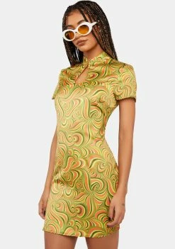 Another Girl Sundress Psychedelic Keyhole Mini Dress