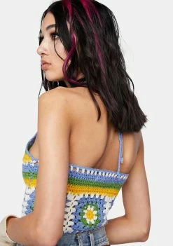 Pretty Garbage Floral Crochet Crop Top Tops